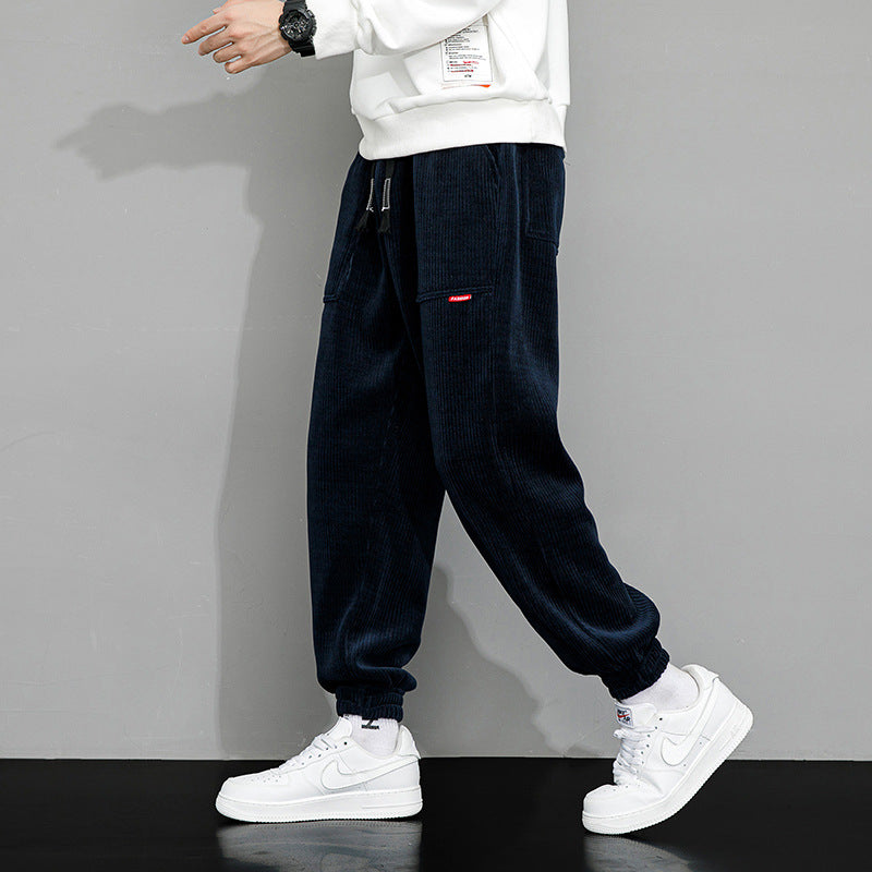 Men's Plus-Size Loose Wide Leg Corduroy Pants