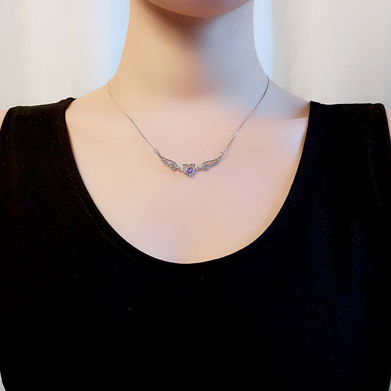 925 Silver Necklace with Natural Amethyst Pendant