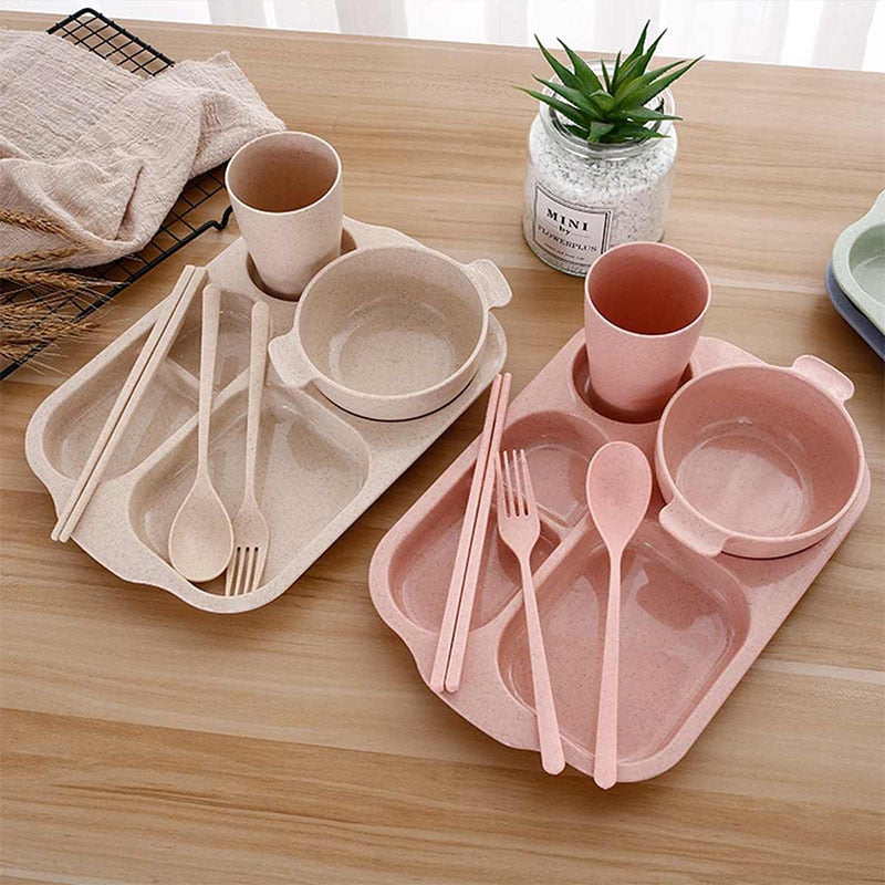 Wheat Dinnerware Set for Kids - Plates and Bowls