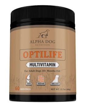 OptiLife Dog Multivitamin Powder - Adult Dog Multivitamin with Probiotics Allergy Support Joint Support Skin & Coat Support - Dog Vitamins and Supplements - Multivitamin for Dogs (60 Servings)