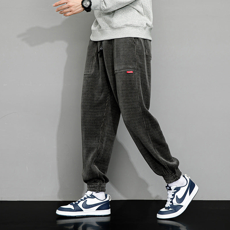 Men's Plus-Size Loose Wide Leg Corduroy Pants