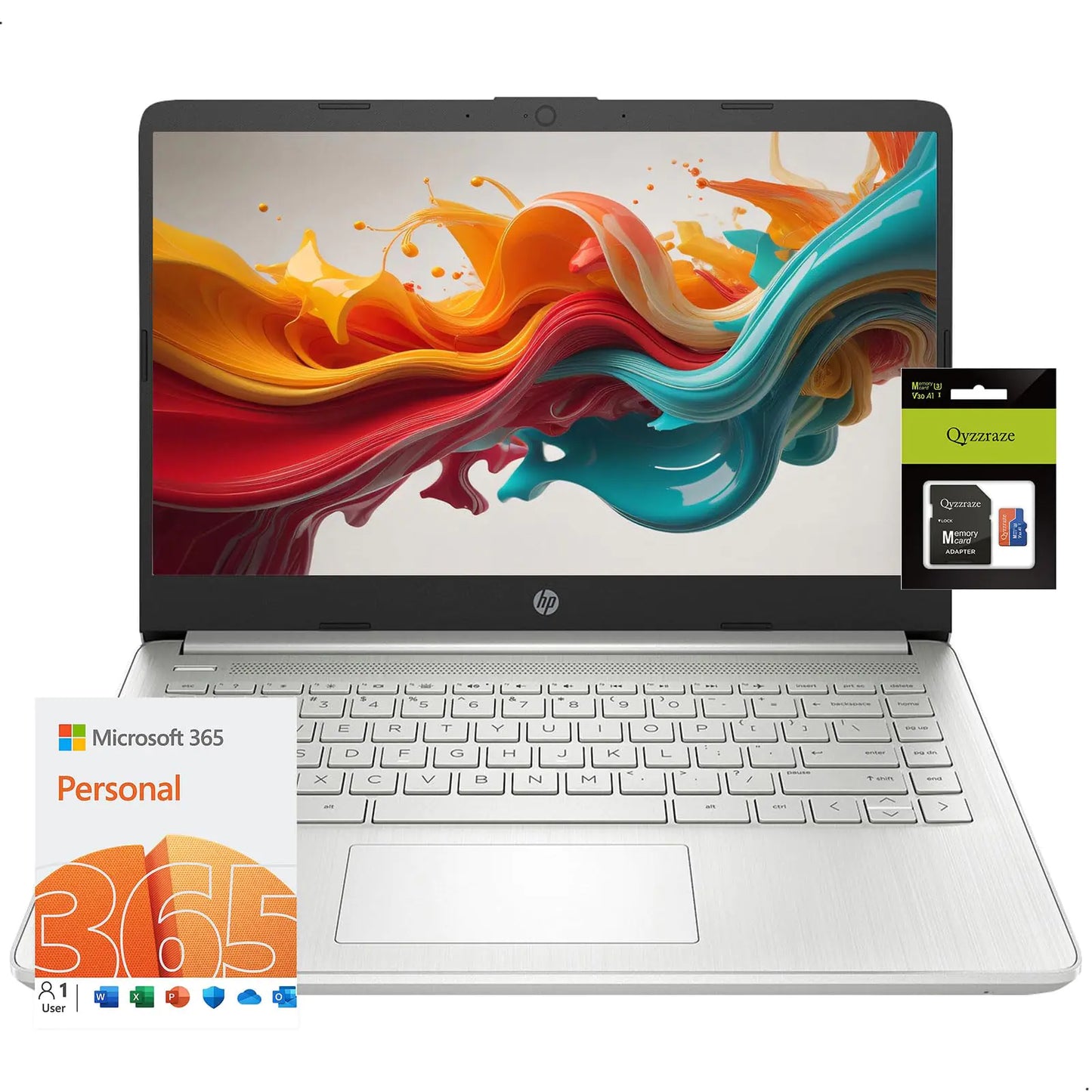 HP Laptop 14 HD Laptop Windows 11 Intel Quad-Core N4120 1 Year Office 365 8GB RAM 196GB Storage (128GB eMMC+64GB SD Card) Ultral Light Laptop for Students Business WiFi Bluetooth HDMI Webcam - Joomcy