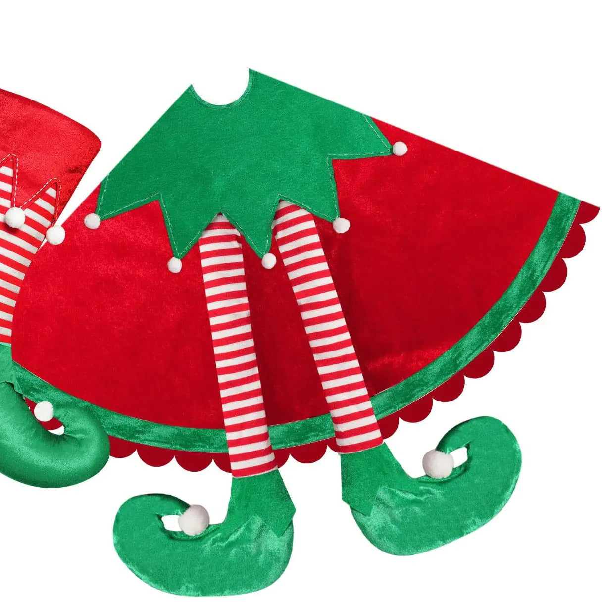 Cute Red Elf Leg Tree Skirt for Christmas Decor - Joomcy