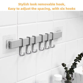 Powerful No-Trace Wall-Mounted Suction Hook with 6 Links