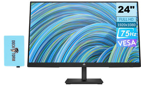 HP V24v G5 24" FHD Computer Monitor (1920x1080) 75Hz Anti-Glare Display AMD FreeSync HDMI VESA Mount Black with Dockztorm Dock