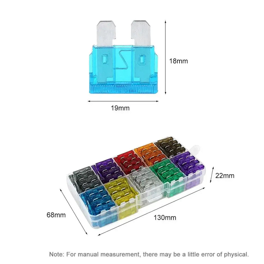 A translucent blue plastic car fuse with silver metal contacts.
