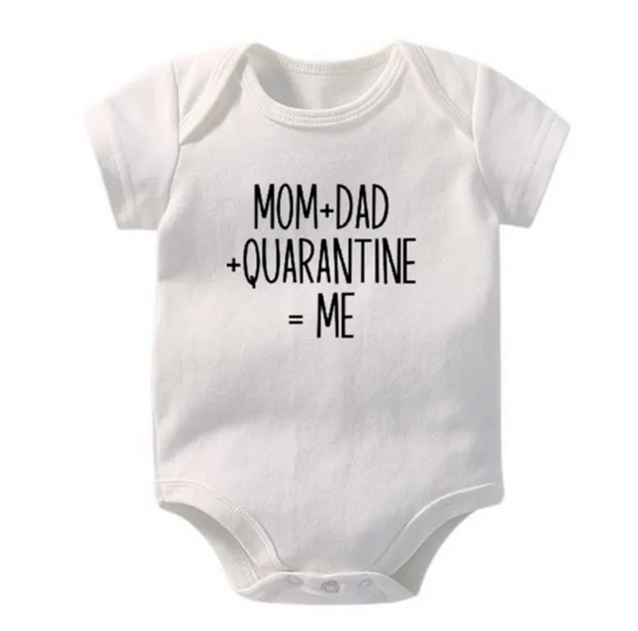 Letter Newborn Round Neck Short-Sleeved Romper