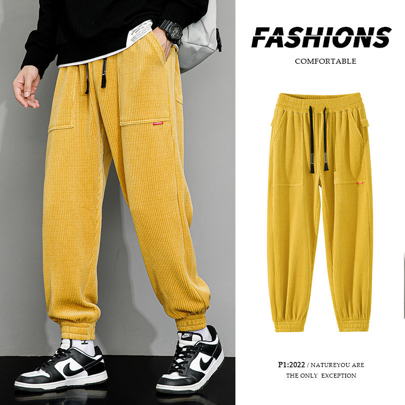 Men's Plus-Size Loose Wide Leg Corduroy Pants