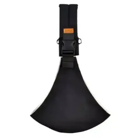 Black axe-shaped tool with a padded, contoured handle and adjustable strap for secure grip.