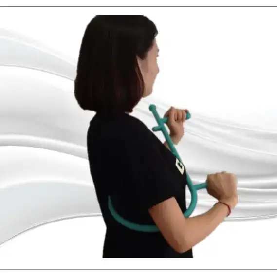Teal-colored ergonomic back muscle roller
