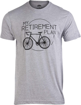 Ann Arbor T-shirt Co. My Retirement Plan (Bicycle) | Funny Bike Riding Rider Retired Cyclist Man T-Shirt-(AdultXL) Heather Grey