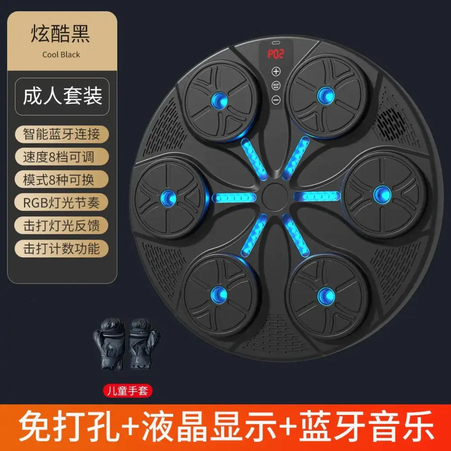 Cool black pd2 smart massage pad with blue led lights and bluetooth connectivity.