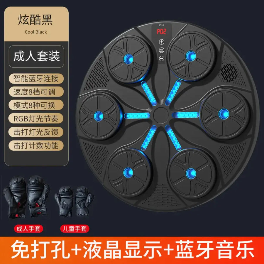 Cool black pd2 smart fitness pad with blue led lights and integrated bluetooth music.