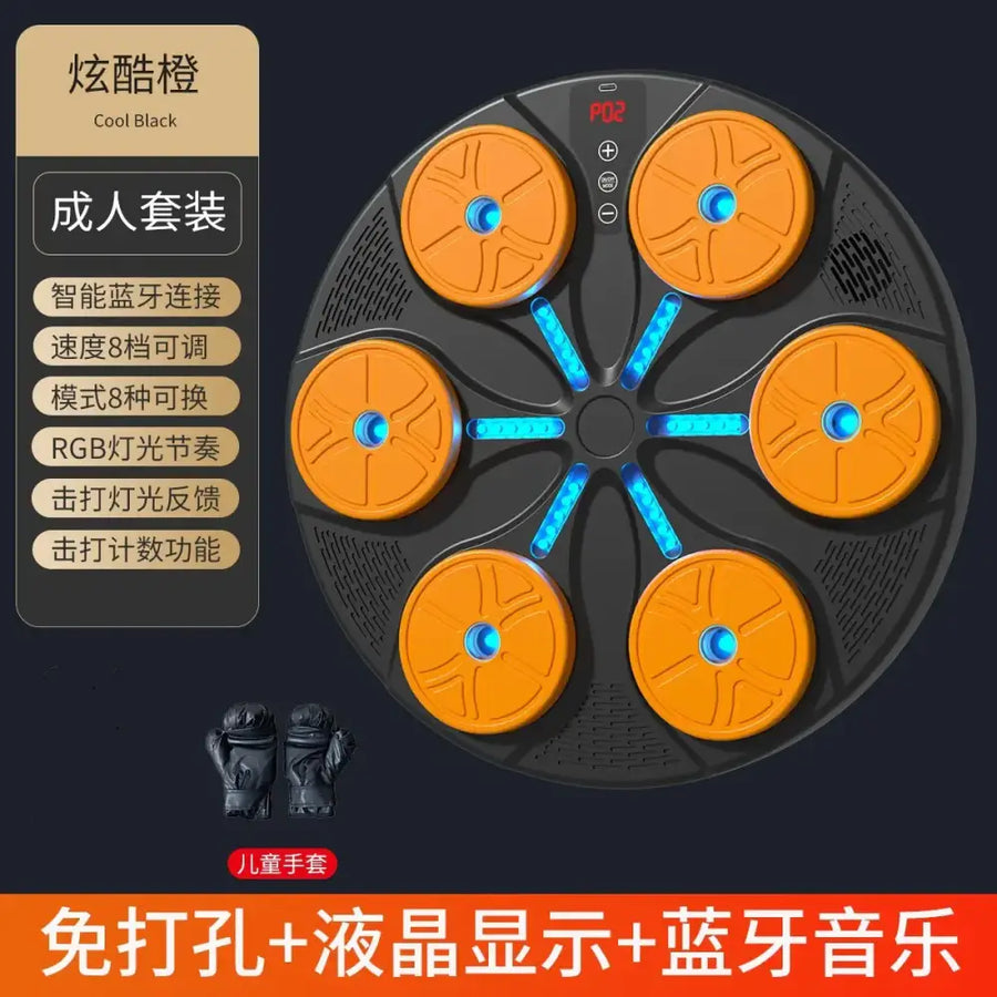 Cool black smart bluetooth-connected foot massager with six orange circular massage heads and blue led lighting, featuring an lcd display and rgb light show.