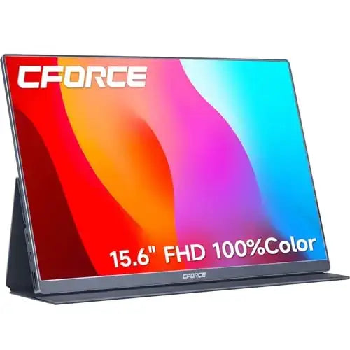 Cforce 15.6-inch fhd monitor with vibrant color display and sleek black frame design.