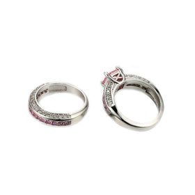 Jubilee Set of 2 Stacking Rings In Pure Crystal Love On Platinum Plating