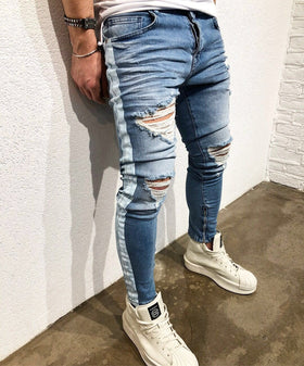 Men's Slim Fit Blue Distressed Denim Jeans
