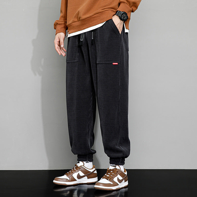 Men's Plus-Size Loose Wide Leg Corduroy Pants