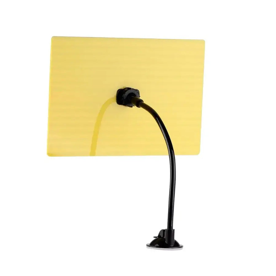 Yellow rectangular backlight panel with black flexible arm and suction cup base.