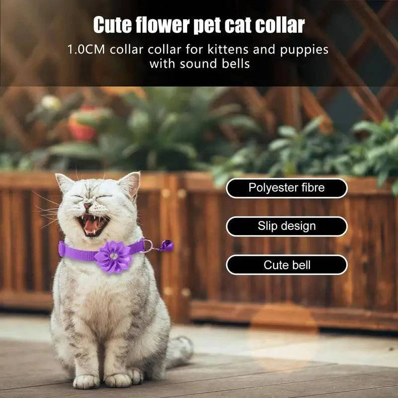 Cat Bell Adjustable Flower Collar - Joomcy