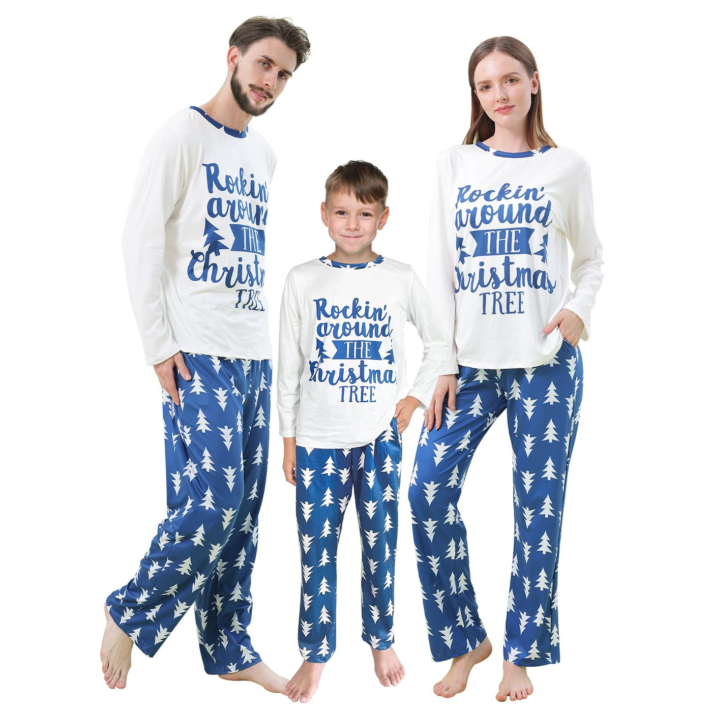 drafform Christmas Matching Pajamas for Couples Matching Couples Pajamas Set Christmas Sleepwear Homewear Blue
