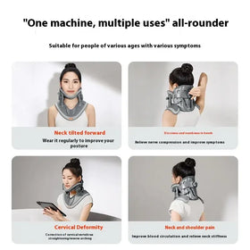 Gray and black adjustable cervical collar designed for posture correction, nerve compression relief, and neck/shoulder pain management.