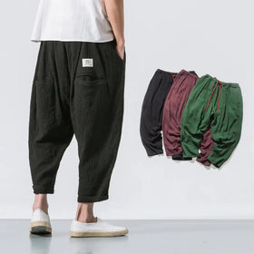 Chinese Style Loose Casual Pants in Cotton Linen