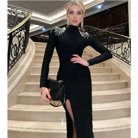 Cutout Off-Shoulder Dress with Puff Sleeves