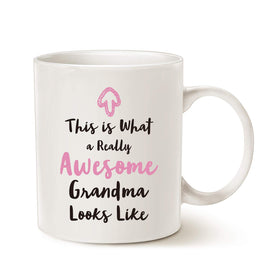 MAUAG Christmas Gifts Grandma Coffee Mug from Granddaughter Grandson This Is What a Really Awesome Grandma Looks Like Birthday Gifts Idea for Grandma Grandmother Cup White 11 Oz