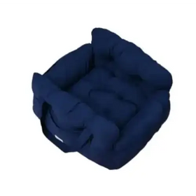 Navy blue plush pet bed with soft, cushioned edges and a cozy, square design.