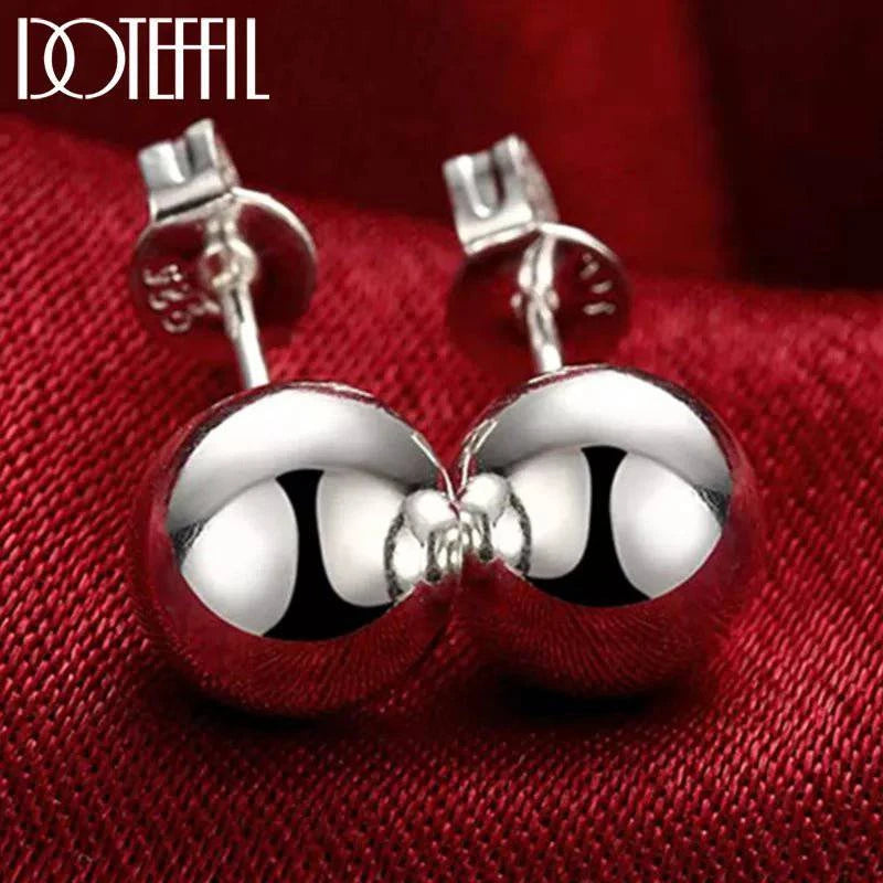 DOTEFFIL™ Silver Round Solid Bead Ball Earrings For Women - Joomcy
