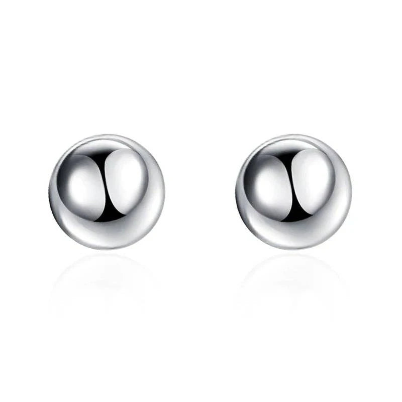 DOTEFFIL™ Silver Round Solid Bead Ball Earrings For Women - Joomcy