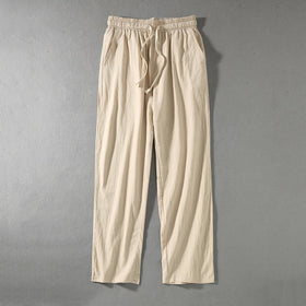 Linen Harem Pants with Drawstring - Men's Cotton Trousers