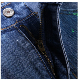 Men's Summer Slim Fit Distressed Paint Splatter Jeans