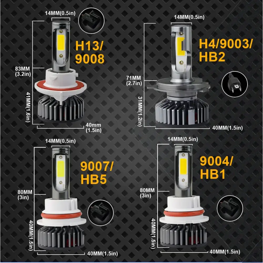 F2 Mini Car LED Headlights H1 H4 H7 H11 9005 9006 50W