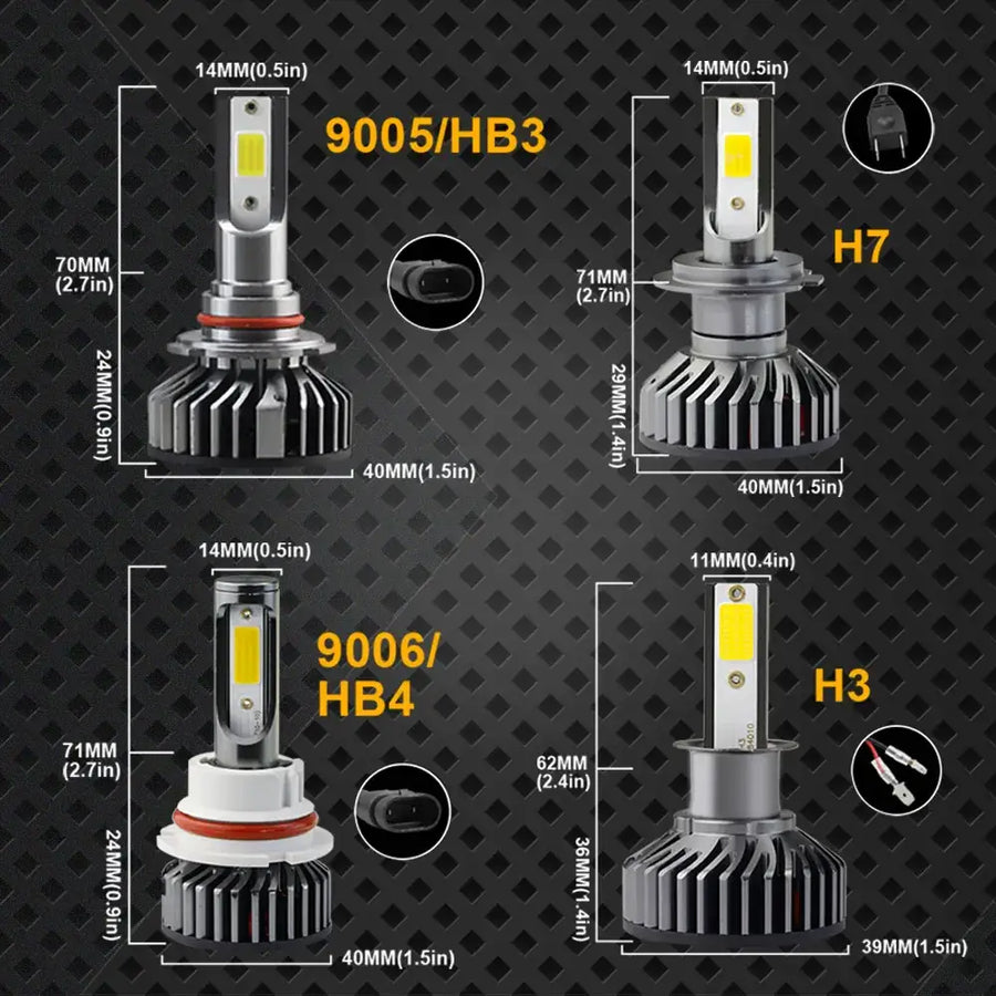 F2 Mini Car LED Headlights H1 H4 H7 H11 9005 9006 50W