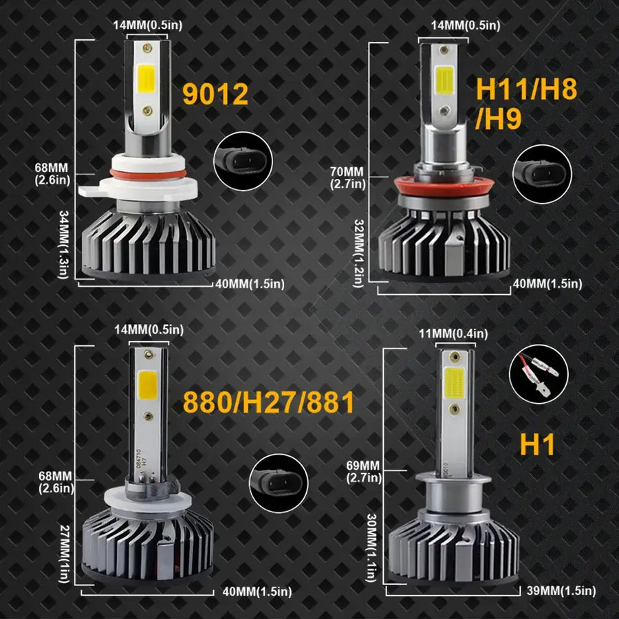 F2 Mini Car LED Headlights H1 H4 H7 H11 9005 9006 50W