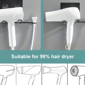 Wall Mounted Hair Dryer Storage Rack, Stainless Steel
