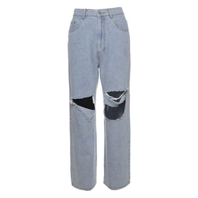 "Summer Women's Ripped High Waist Wide Leg Jeans"