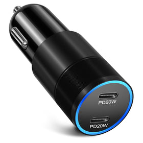 USB C Car Charger 40W Bangfun Dual Port 12V Car Charger USB-C Cigarette Lighter Adapter Plug PD 3.0 Fast Charging Type C Car Phone Charger for iPhone 15 14 13 12 11 Pro Max iPadSamsungPixel(Black)