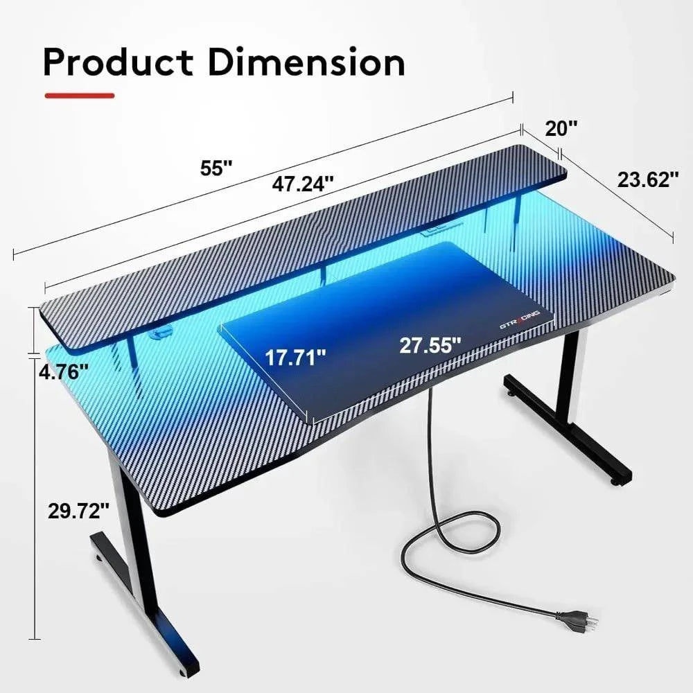 Fiber Surface Gaming LED Lights Desk - Joomcy