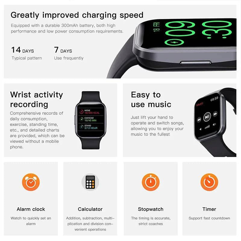 FitTrack™ Tracking Heart Rate Smart Watch - Joomcy