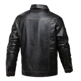 Fleece Lined Autumn Jacket - Thick Leather Coat
