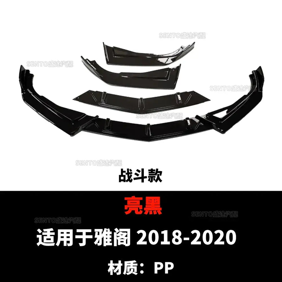 Black glossy pp front bumper kit for 2018-2020 yaris.