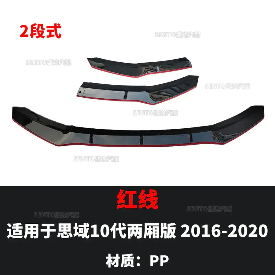 Black glossy pp plastic front bumper spoiler with red accent trim, designed for the 2016-2020 honda cr-v.