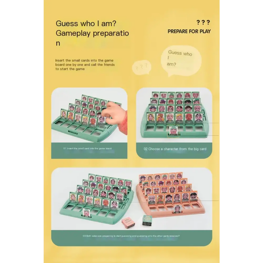Green plastic game board with slots holding small character cards.