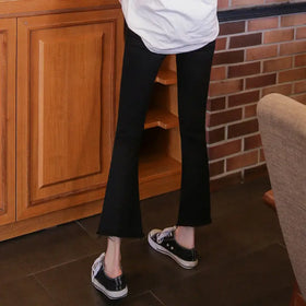 High-Waisted Cropped Denim Pants