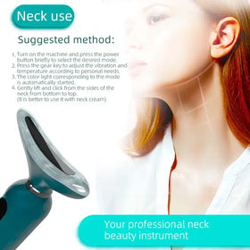 Teal and silver neck massager with a sleek, ergonomic design for professional beauty use.