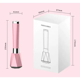 Pink geometric handheld beauty device with silver accents.