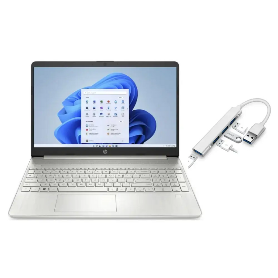 HP 15.6" FHD Laptop | Intel Core i3-1215U Processor | Intel UHD Graphics | Fingerprint | 16GB RAM | 256GB SSD | Windows 11 Home | Bundle with USB 3.0 Hub